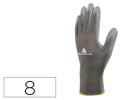 Guantes poliéster y poliuretano gris talla 8 M